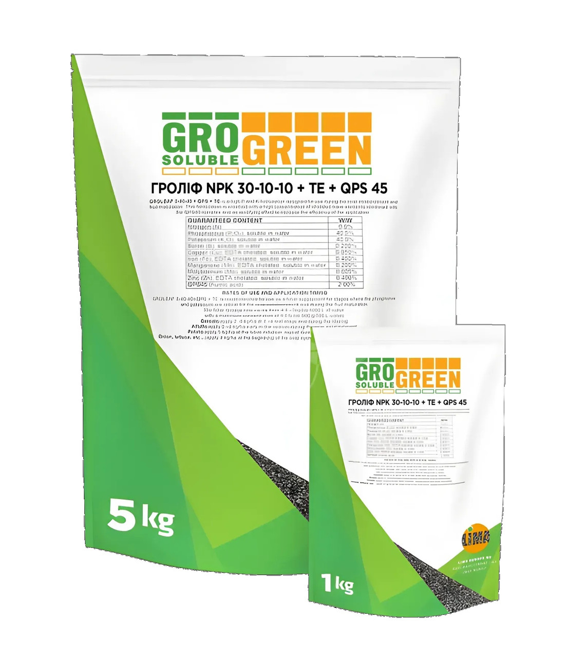 Добриво GroGreen Гроліф NPK 30-10-10+TE+QPS45 - 5 кг, фото 1