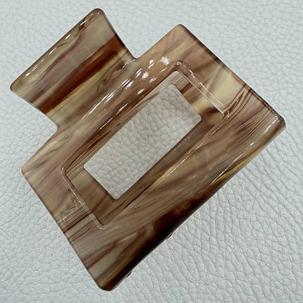 Краб для волос глянцевый акриловый карамельного цвета с узорами  длина 4.5 см ширина 5.5 см, фото 1