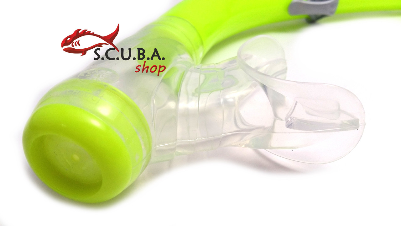 Трубка DOLVOR Cobra для плавання з клапаном і фритопом, колір зелена - фото 2 - id-p490445142