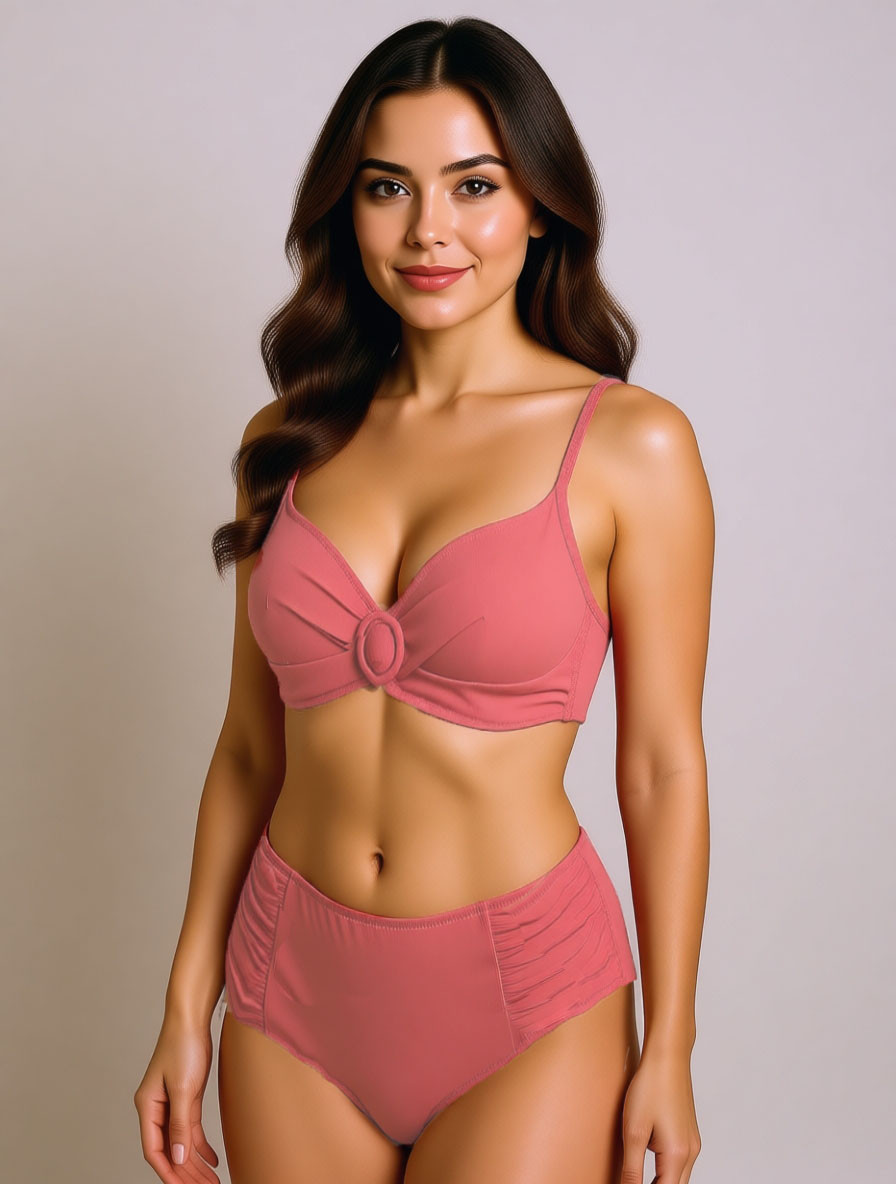 ОПТКупальник в РУБЧИК для полных Samegame Мона 3005 пудра (В НАЛИЧИИ ТОЛЬКО 48 50 52 54 56 УКР р-ры)