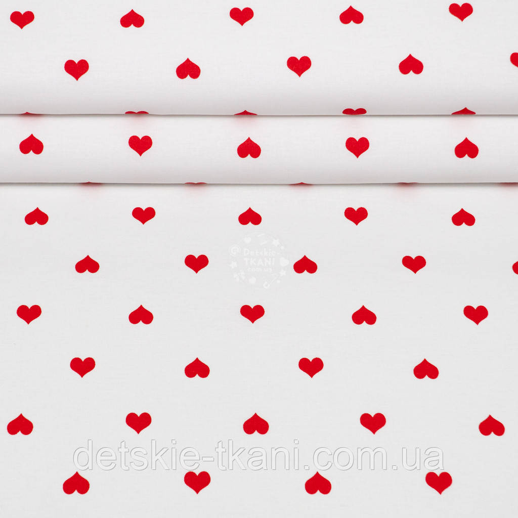 Ранфорс шириною 240 см "Фігурні червоні сердечка на білому тлі", №5448, фото 1