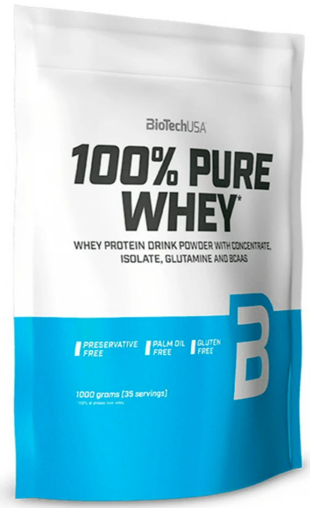 Протеїн сироватковий ізолят BioTech 100% Pure Whey 1 кг шоколадно-арахісова олія