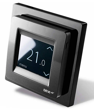 Сенсорний програмований терморегулятор для теплої підлоги DEVIreg Touch (чорний) з датчиками підлоги і повітря, фото 2