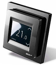 Сенсорний програмований терморегулятор для теплої підлоги DEVIreg Touch (чорний) з датчиками підлоги і повітря