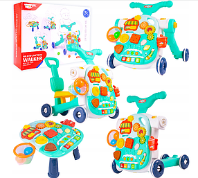 Дитячий толокар самокат ходунки-каталка музичні + ігровий столик 5в1 MalPlay