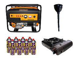 Бензиновий генератор EF Power TBS6500S + газова плитка Orcamp CK-505 + картридж газовий Pegas 400 мл (8 шт.)