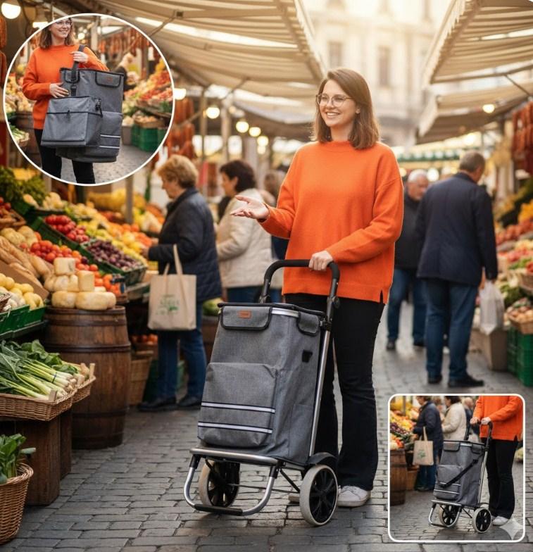 Кравчучка з сумкою,Великий Візок для покупок Malatec об*ємом 40л 23187, фото 1