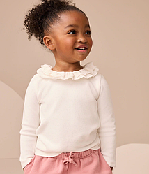 Топ дитячий з відкладним коміром із довгим рукавом (1.5-2 роки) AP5-308 Білий