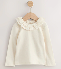 Дитячий топ із відкладним коміром із довгим рукавом (1.5-2 роки) AP5-308 Білий