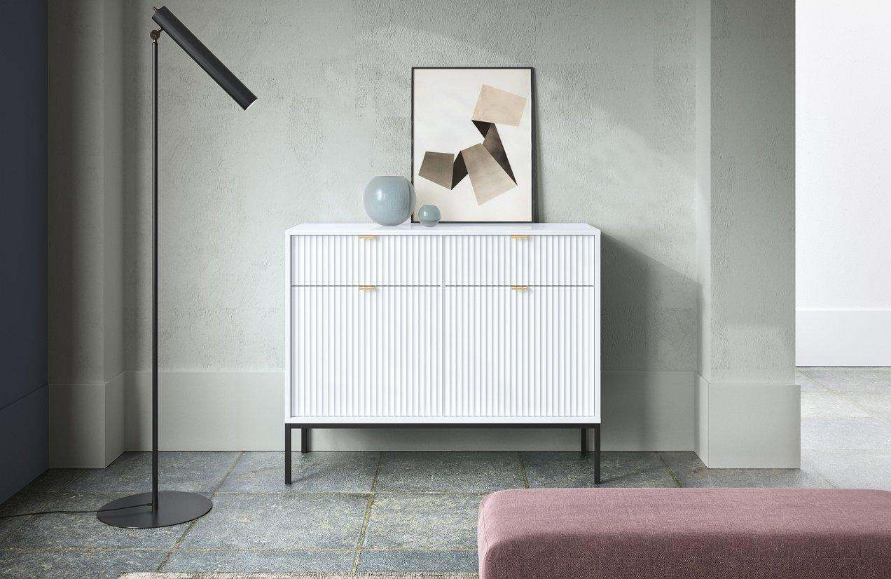 Комод Perfect Home Нова / Nova 2-дверний з 2 шухлядами і чорними ніжками KSZ104 Білий, фото 1