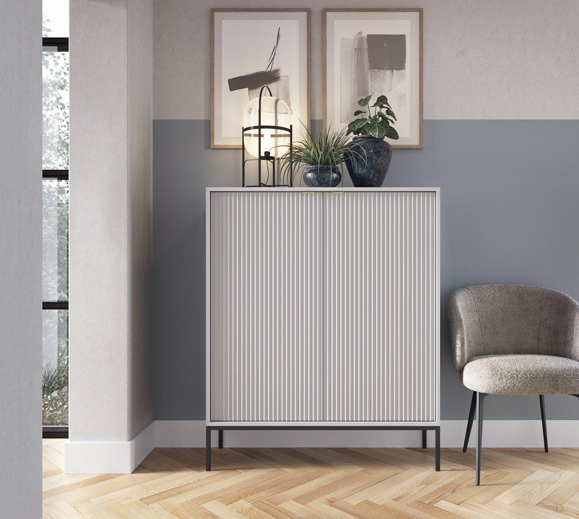 Комод високий Perfect Home Нова / Nova 2-дверний з чорними ніжками K104 Сірий, фото 1