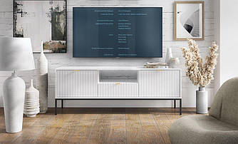 Тумба під телевізор Perfect Home Нова / Nova 2-дверна з 1 шухлядою і чорними ніжками RTV154 Білий