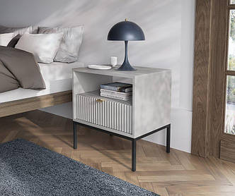 Тумба приліжкова Perfect Home Нова / Nova з 1 шухлядою і чорними ніжками S54 Сірий