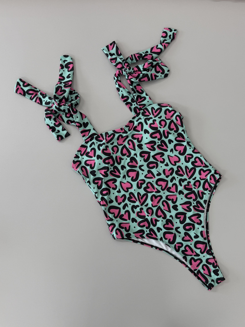 Суцільний купальник принт сердечка, фото 1