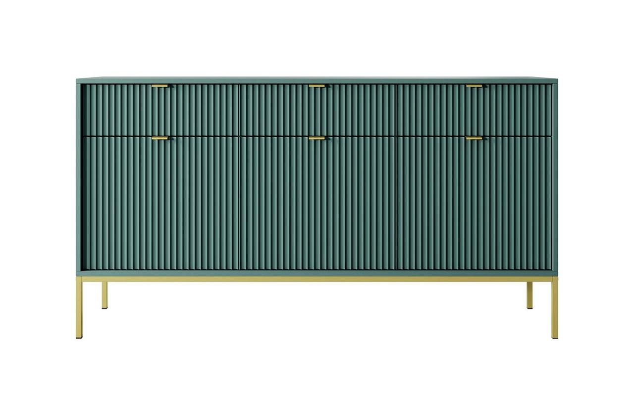 Комод Perfect Home Нова / Nova 3-дверний з 3 шухлядами і золотими ніжками KSZ154 Лабрадор, фото 1