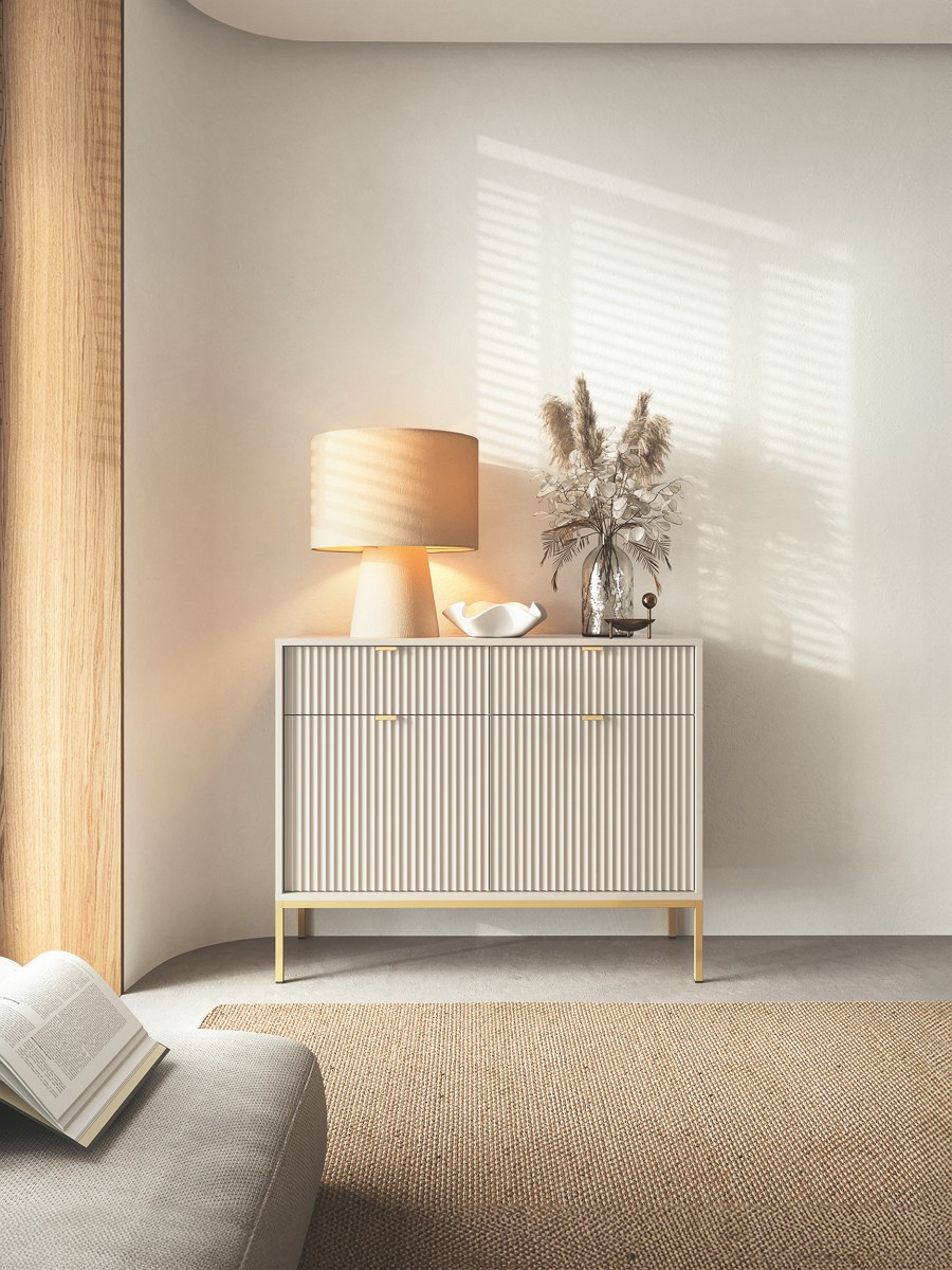 Комод Perfect Home Нова / Nova 2-дверний з 2 шухлядами і золотими ніжками KSZ104 Кашемір, фото 1