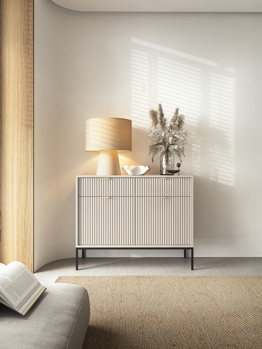 Комод Perfect Home Нова / Nova 2-дверний з 2 шухлядами і чорними ніжками KSZ104 Кашемір, фото 1