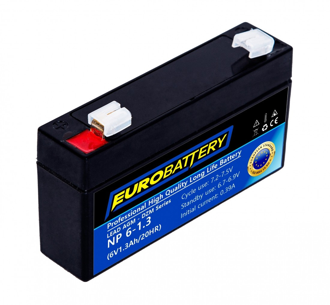 АКБ AGM EuroBattery NP 6v-1,3ah, 97х24х55мм