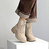 Бежеві зимові високі черевики натуральна замша доступна ціна, фото 4