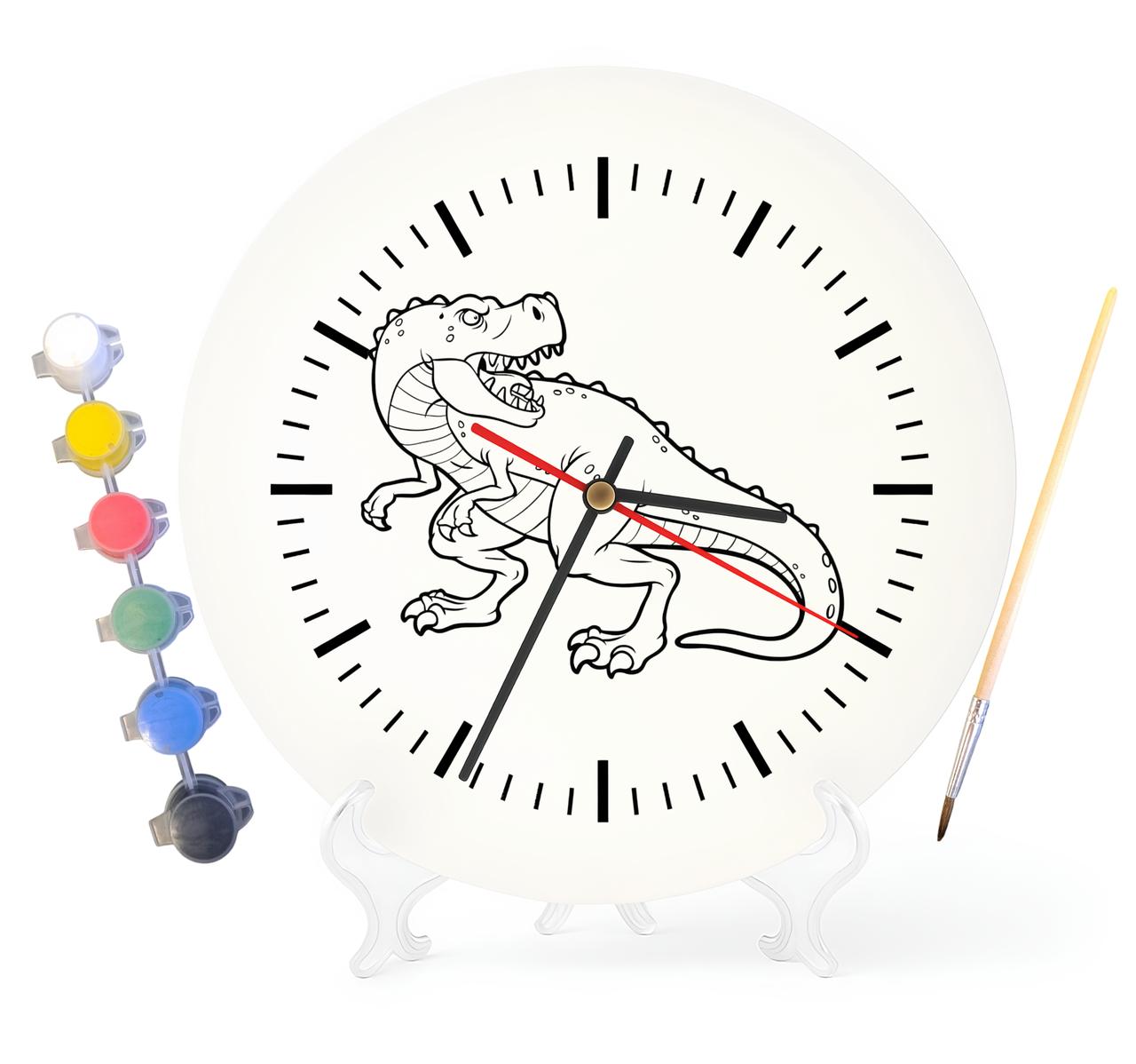 Дитячий набір для творчості годинник розмальовка Динозавр Тиранозавр Рекс 30 см (Г0198), фото 1