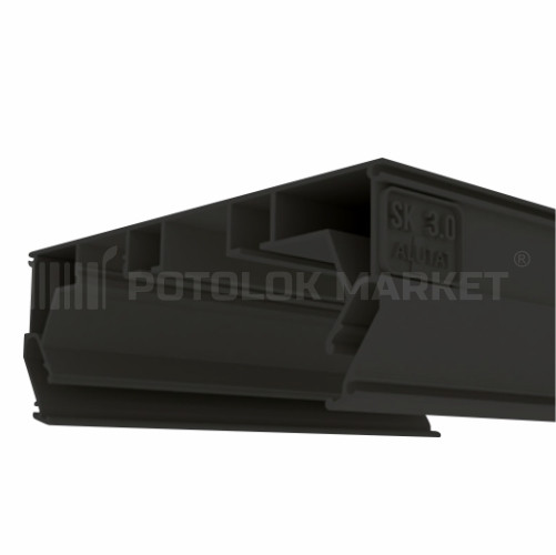 «Прихований карниз 3.0» (2 смуги, чорний) AluTat. Профіль алюмінієвий для натяжних стель, фото 1