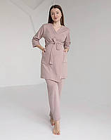 Тепла піжама з футболкою для вагітних та годуючих мам (пудровий), фото 9