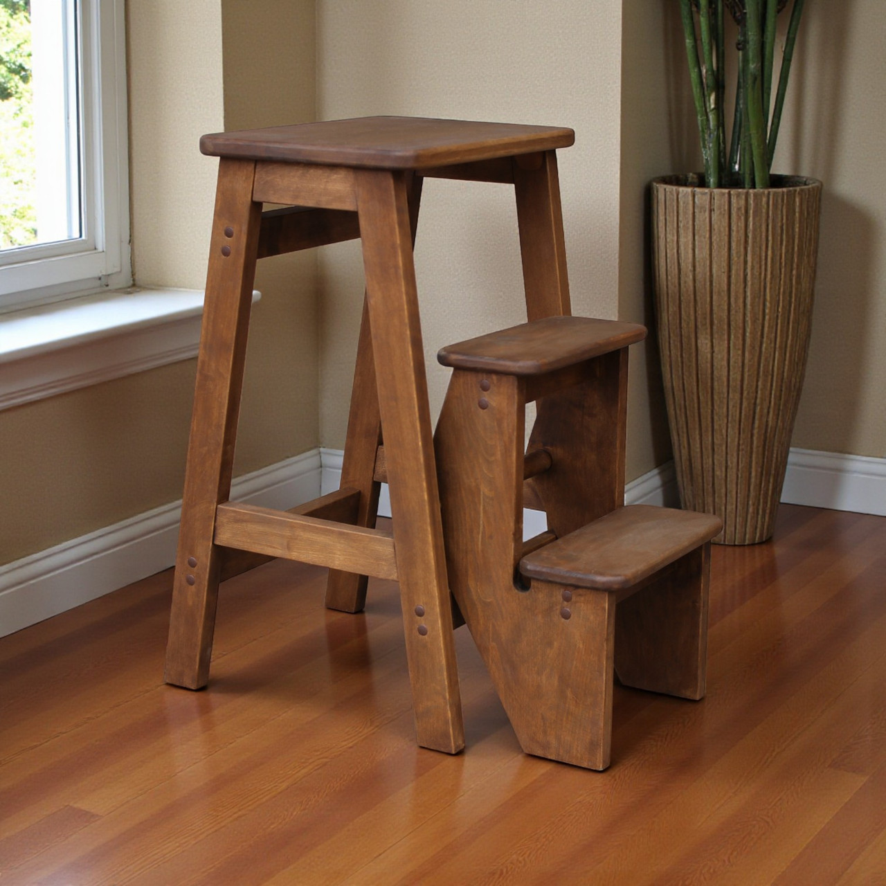 Стілець - драбина дерев'яна в ретро стилі для дому та кухні, фотостудії Сходи трансформер побутові розкладні, фото 1