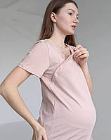 Тепла піжама з футболкою для вагітних та годуючих мам (пудровий), фото 4