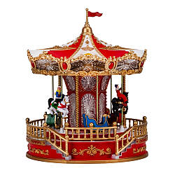 Новорічна карусель з LED підсвічуванням, рухомими фігурками та музикою, 20см