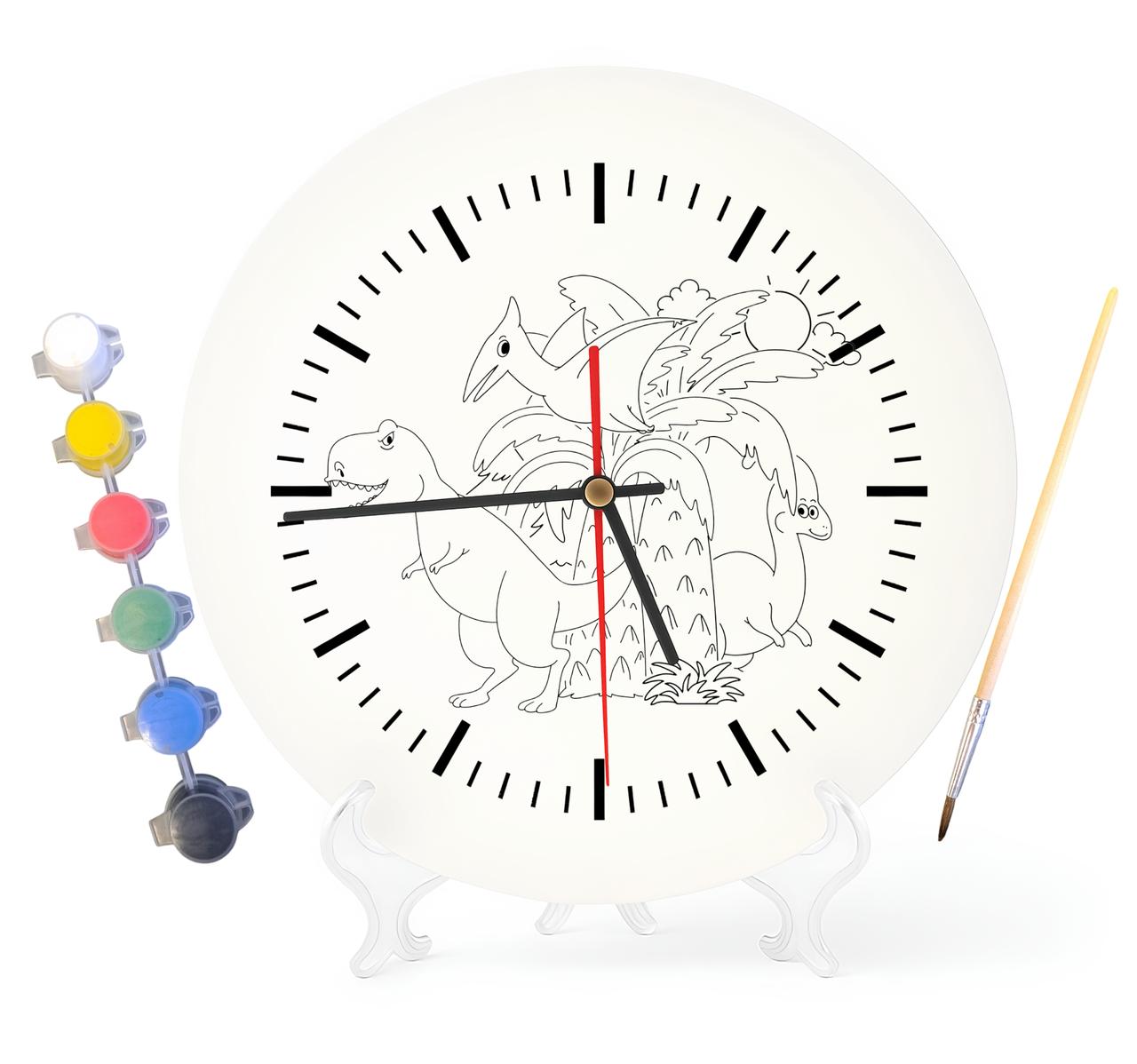 Дитячий набір для творчості годинник розмальовка Динозаври 30 см (Г0189), фото 1