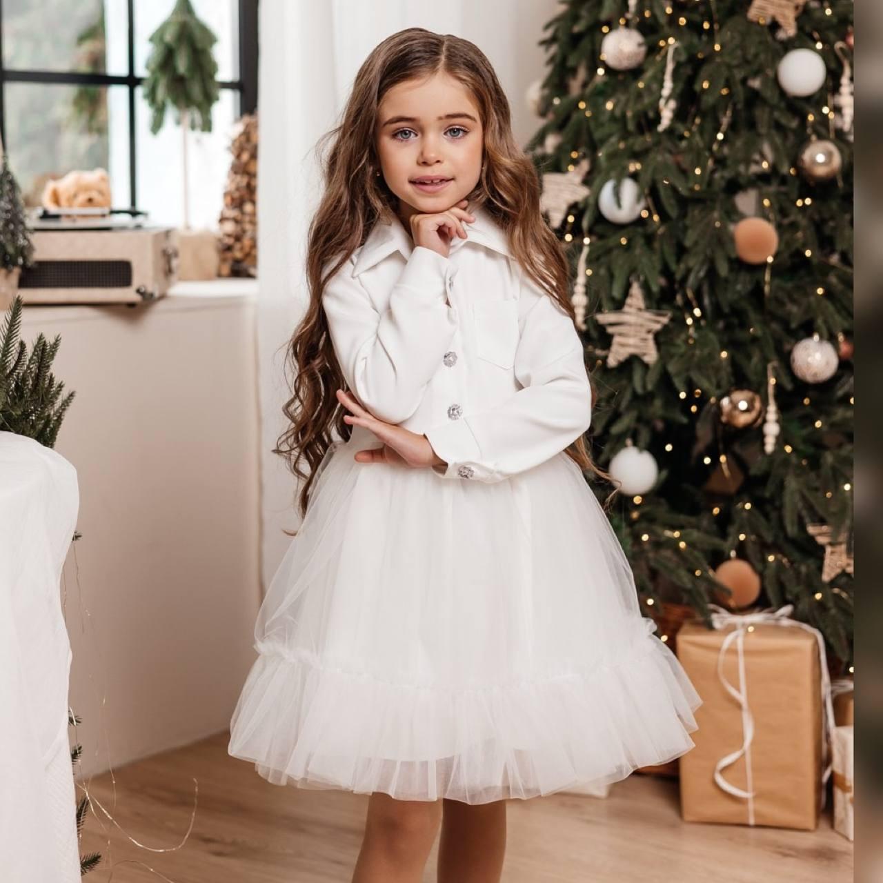 Нарядна Сукня на дівчинку 110-134 см Костюмка 003714 біла
