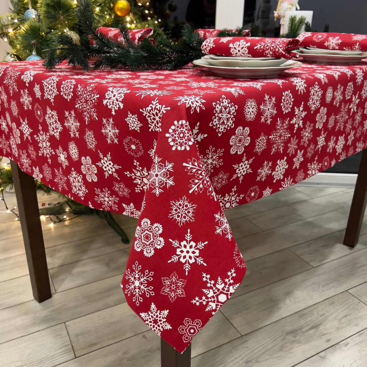 Скатертина новорічна водовідштовхувальна, високої якості (Туреччина)(Під замовлення або стандартний розмір), фото 1