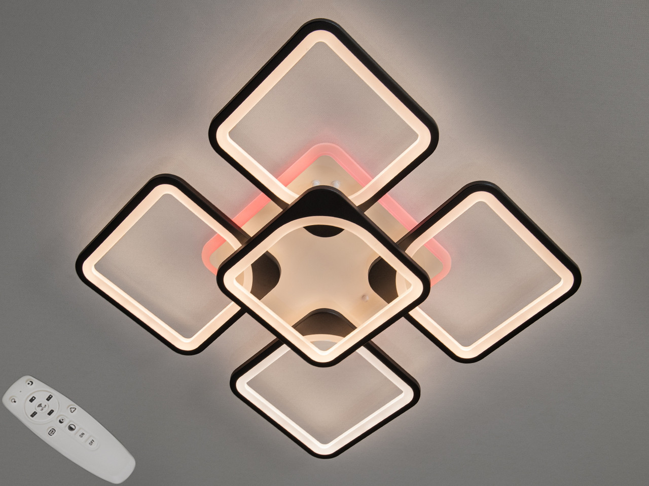 Стельова люстра Diasha з димером і кольоровою LED-підсвіткою 150W 8060/4+1BK LED 3color dimmer