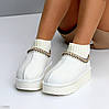 Білі низькі уггі з текстильним манжетом натуральна шкіра флотар, фото 2