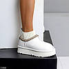 Білі низькі уггі з текстильним манжетом натуральна шкіра флотар, фото 3