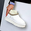 Білі низькі уггі з текстильним манжетом натуральна шкіра флотар, фото 5