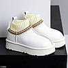Білі низькі уггі з текстильним манжетом натуральна шкіра флотар, фото 7