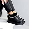 Чорні низькі уггі з текстильним манжетом натуральна шкіра флотар, фото 5