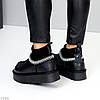 Чорні низькі уггі з текстильним манжетом натуральна шкіра флотар, фото 7