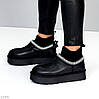 Чорні низькі уггі з текстильним манжетом натуральна шкіра флотар, фото 8