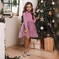 Нарядна Сукня на дівчинку 110-134 см Костюмка 003717 Лілова
