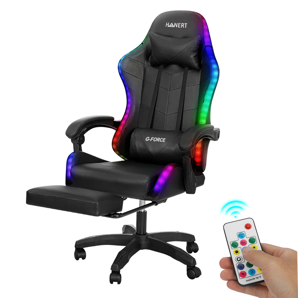 Крісло геймерське з підсвіткою Hanert G-Force Black + RGB, фото 1