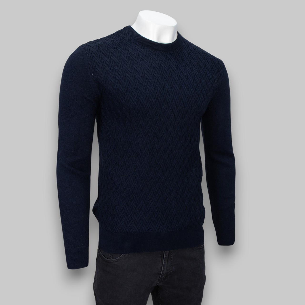 Светр чоловічий Tony Montana T5028 LACIVERT 68% шерсть 17% кашемір 12% акрил 3% лікра L(Р), фото 1