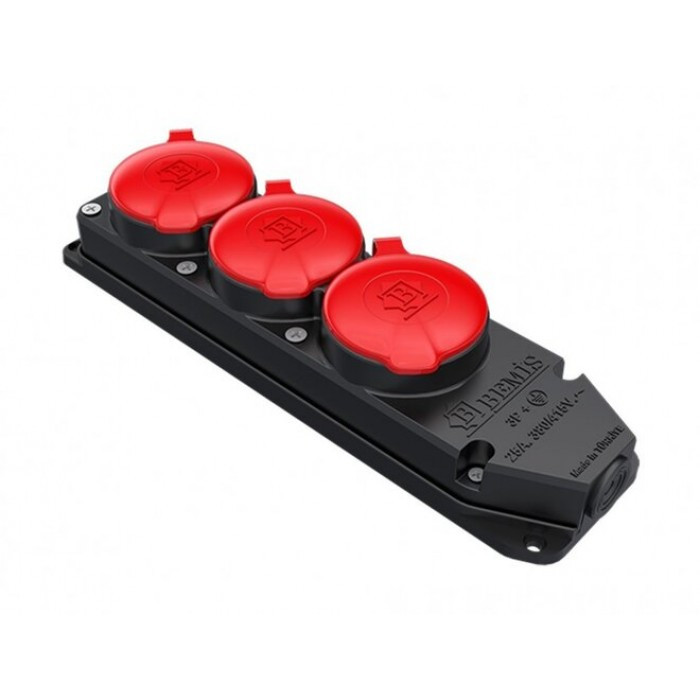 Розетка потрійна  BYES каучук IP55  3фази*25А