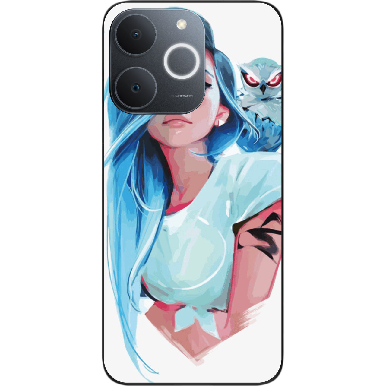 Силіконовий чохол Epik для Realme Note 70 з принтом Дівчина з совою, фото 1