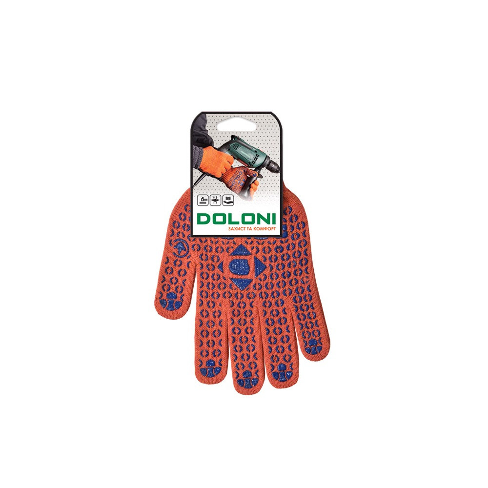 Рукавиці робочі Універсал 526 Помаранчеві розмір 10 трикотажні з ПВХ крапкою Doloni, фото 1
