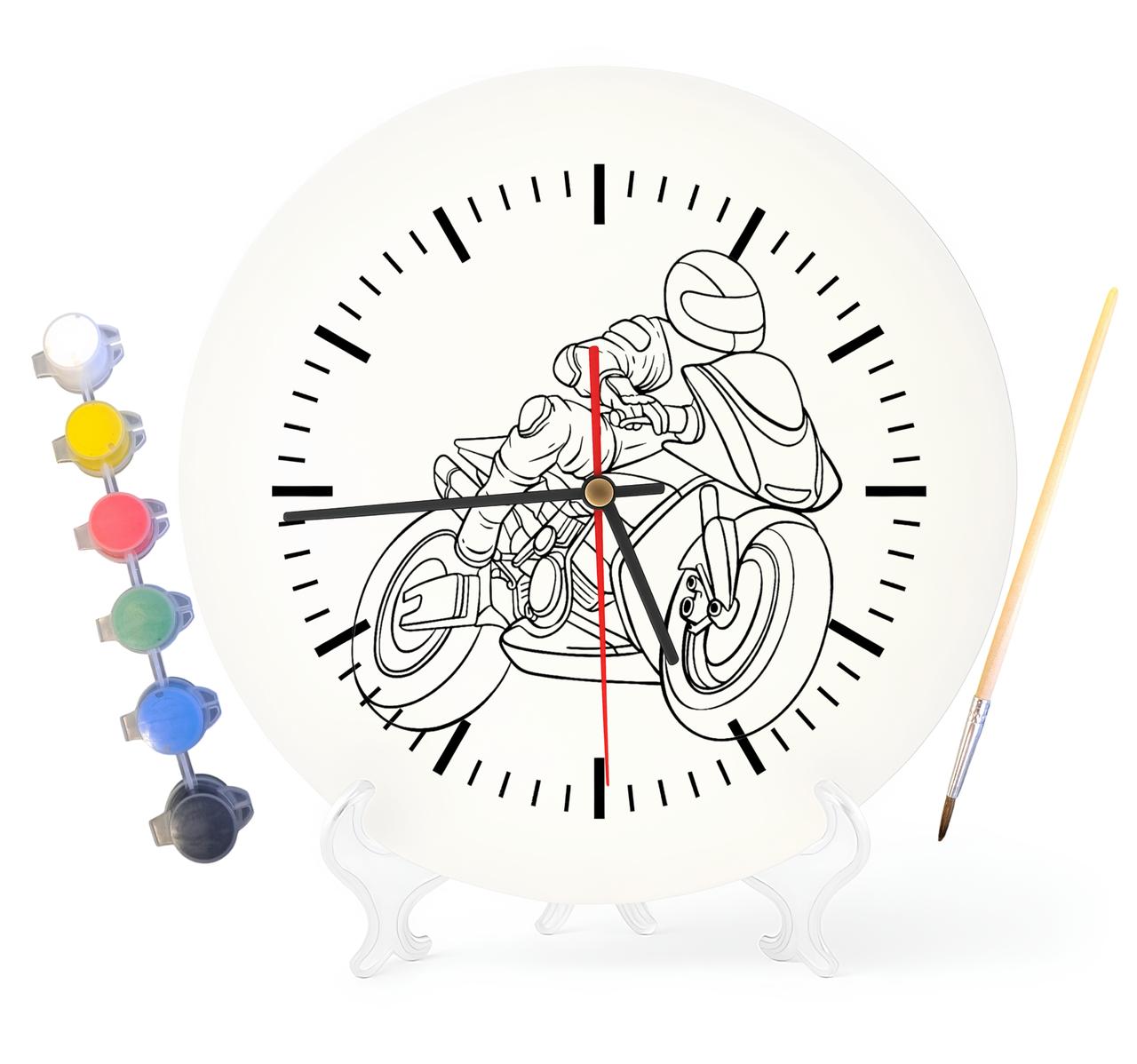 Дитячий набір для творчості годинник розмальовка Мотоцикл 30 см (Г0186), фото 1