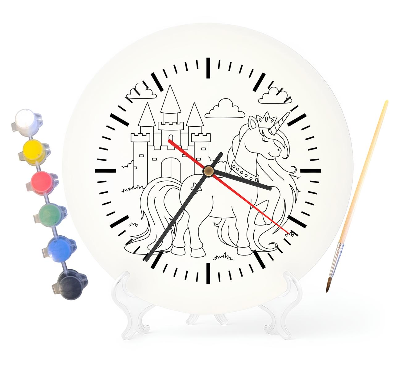 Дитячий набір для творчості годинник розмальовка Казковий Єдиноріг 30 см (Г0184), фото 1