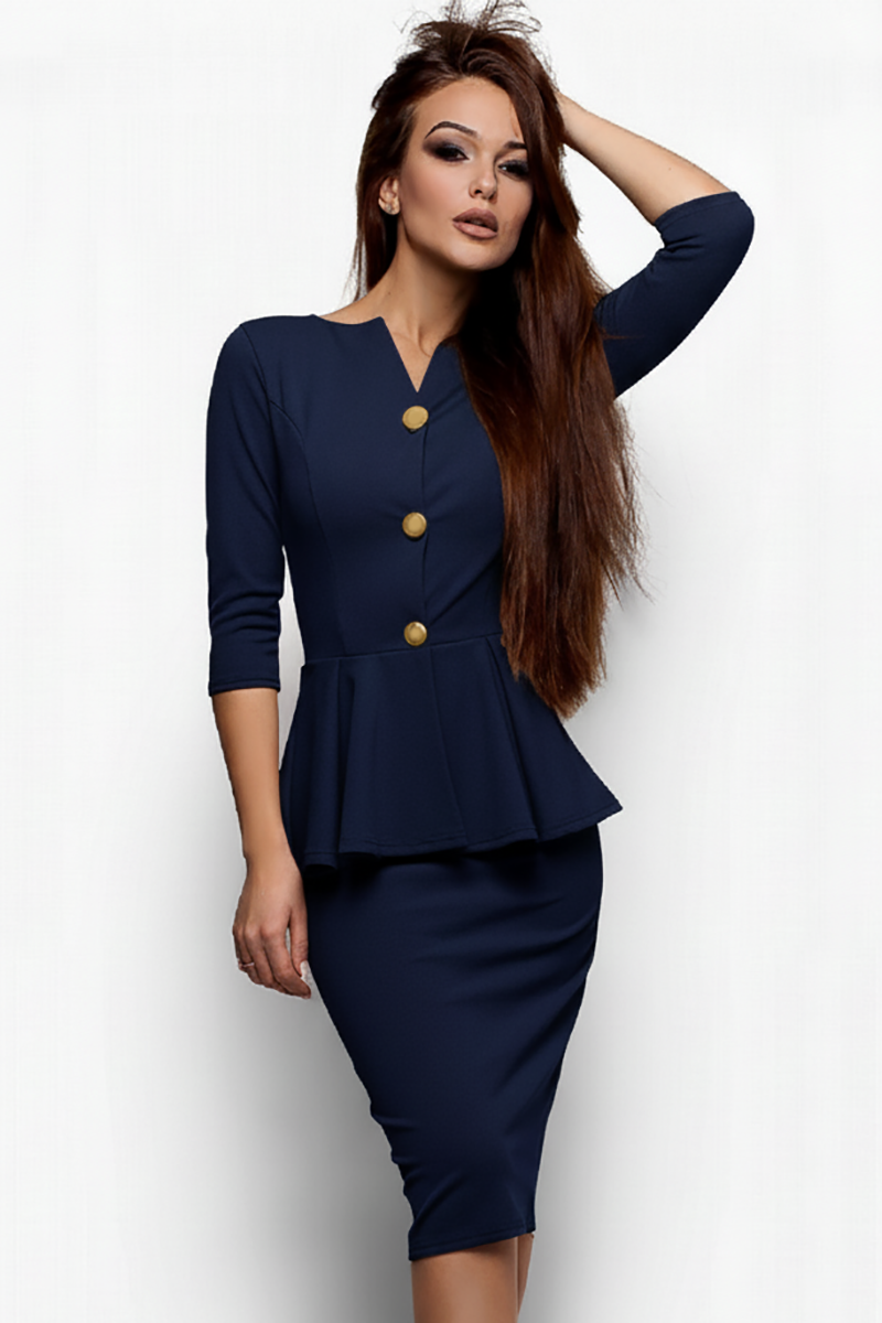 Класичне темно-синє жіноче плаття, фото 1