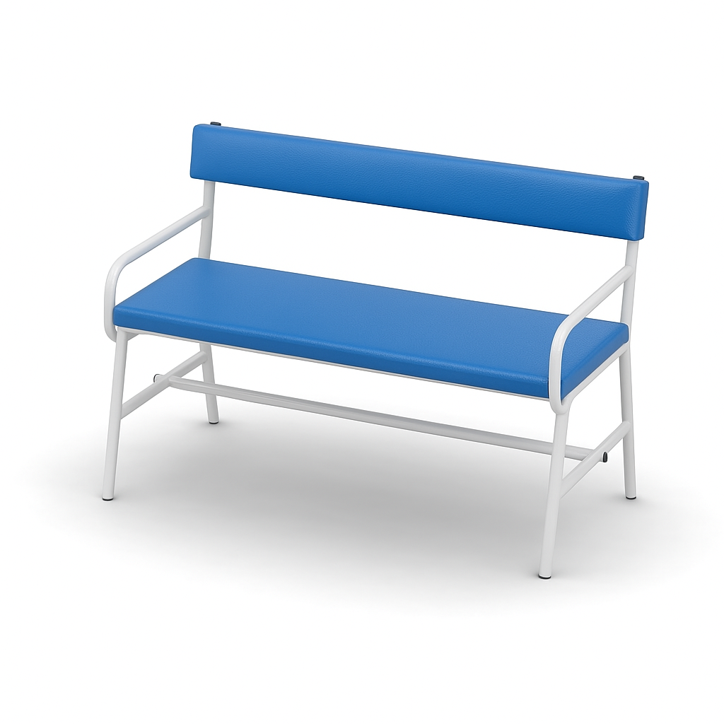 Кушетка медична оглядова КСМ-2 двомісна зі спинкою та поручнями ТМ Омега, фото 1